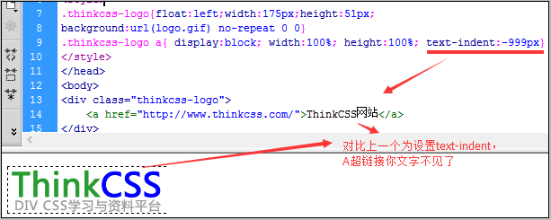 text-indent -999px CSS隐藏文字作用的实例效果截图