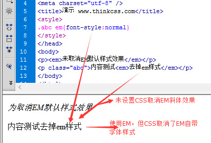 css去掉EM斜体